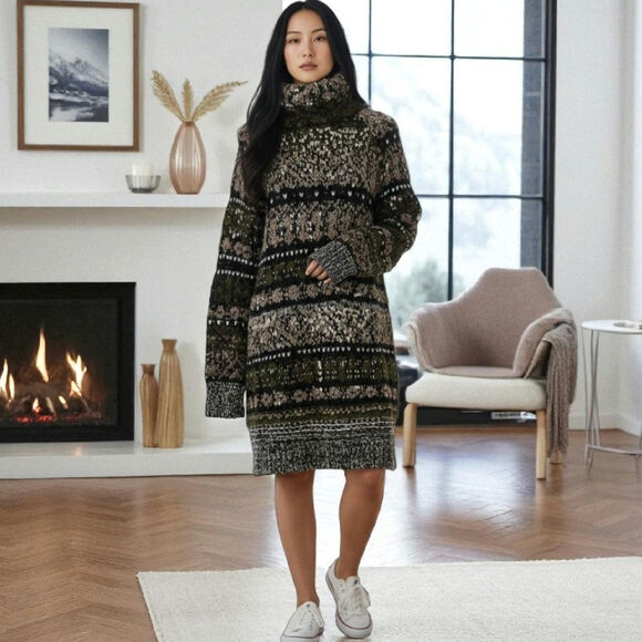 Free People Boho Retro Turtleneck Sweater Dress - Picture 4 of 7